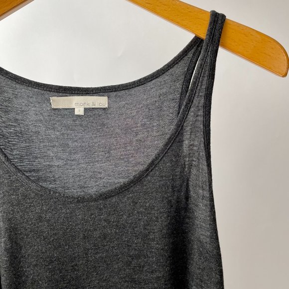 Monk & Lou Lightweight Charcoal Grey Thin Strap Tank Top, Size S - Picture 2 of 6